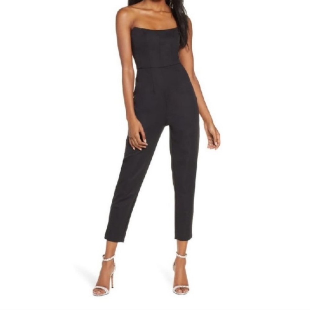 Womens Finders Keepers Naomi Strapless Pantsuit Black Jumpsuit size XXS